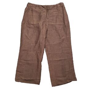 Villager Sport Women's High Waist Chino Capri Pant Size 8 Brown Cotton Spandex